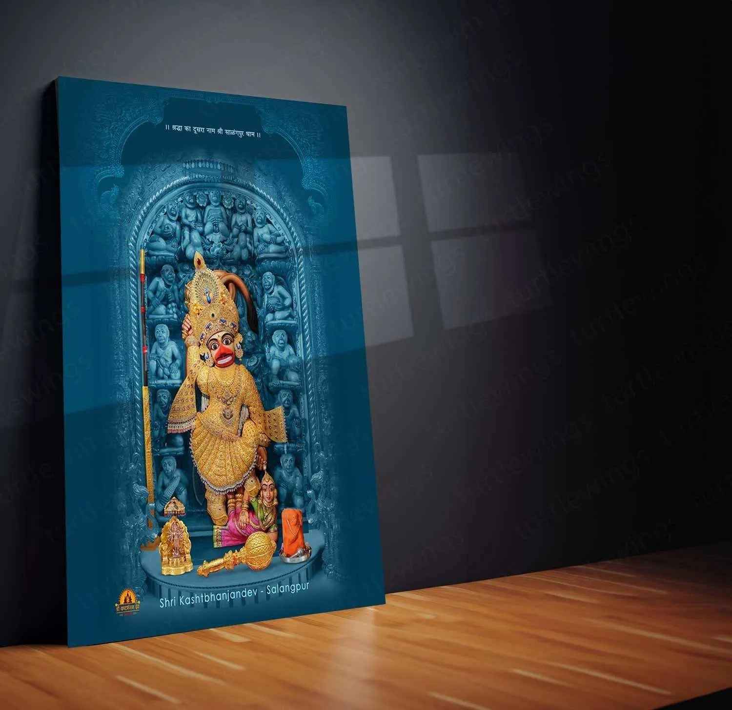 Sarangpur Hanuman Metal Poster – Divine Spiritual Wall Art | Bajrangbali Blessings - TURTLEWINGS