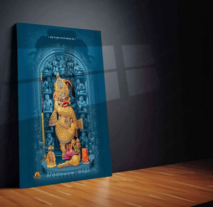 Sarangpur Hanuman Metal Poster – Divine Spiritual Wall Art | Bajrangbali Blessings - TURTLEWINGS