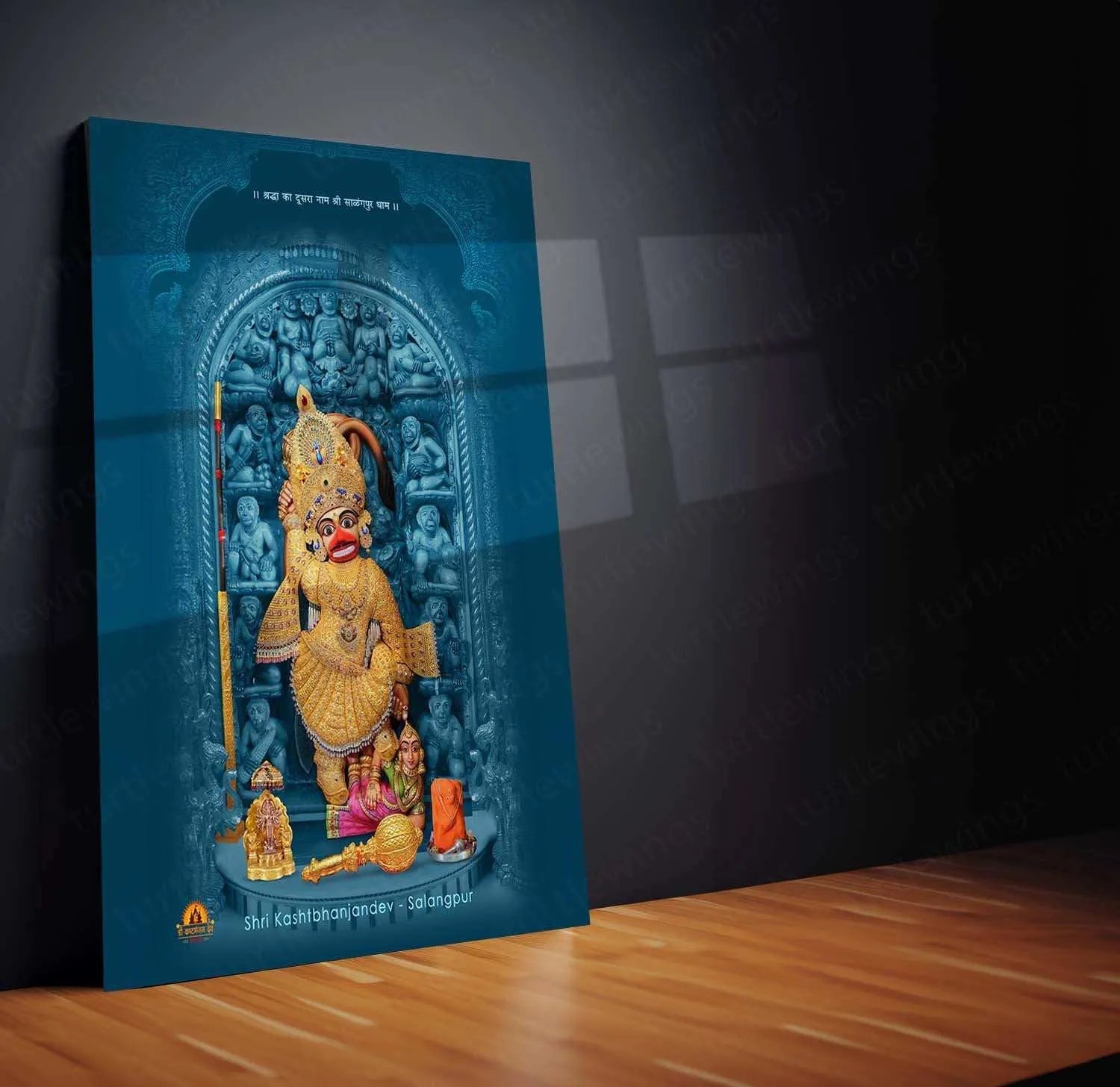 Sarangpur Hanuman Metal Poster – Divine Spiritual Wall Art | Bajrangbali Blessings - TURTLEWINGS