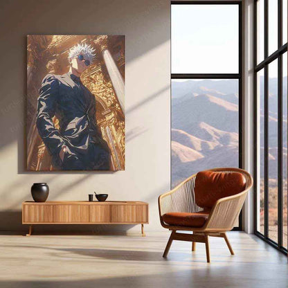 Satoru Gojo Suit Metal Poster – Jujutsu Kaisen Anime Wall Art | Stylish Gojo Decor - TURTLEWINGS