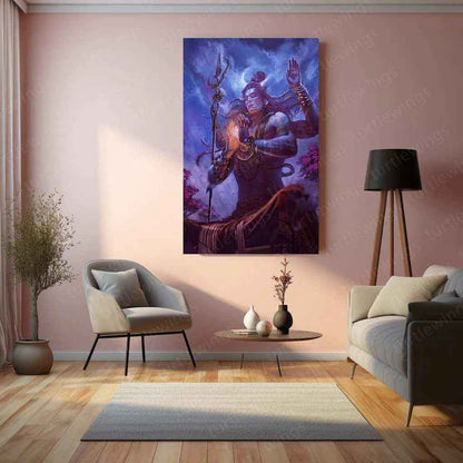 Lord Shiva Metal Poster – Divine Mahadev Wall Art | Hindu Spiritual Decor - TURTLEWINGS