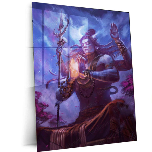 Lord Shiva Metal Poster – Divine Mahadev Wall Art | Hindu Spiritual Decor - TURTLEWINGS