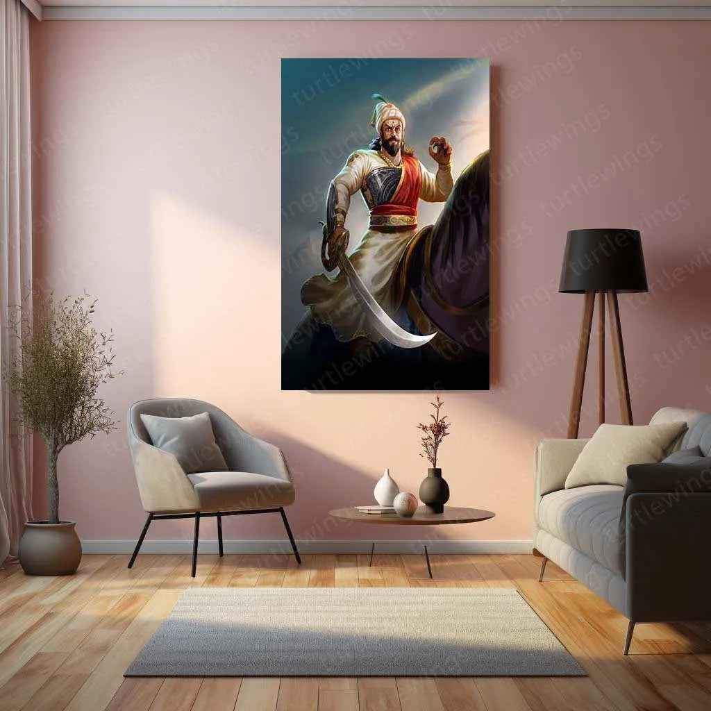 Chhatrapati Shivaji Maharaj Metal Poster – Maratha Warrior King Wall Art 2 - TURTLEWINGS