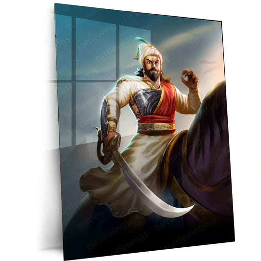 Chhatrapati Shivaji Maharaj Metal Poster – Maratha Warrior King Wall Art 2 - TURTLEWINGS