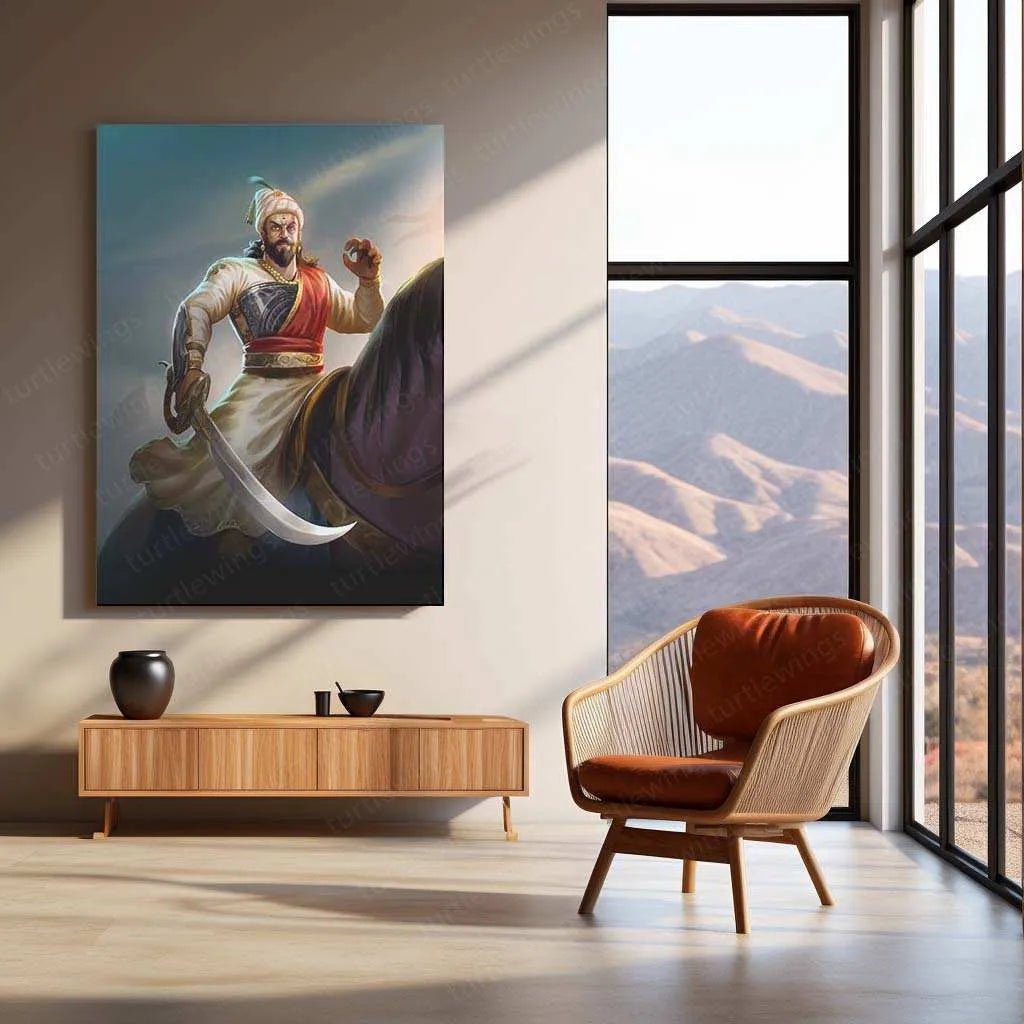 Chhatrapati Shivaji Maharaj Metal Poster – Maratha Warrior King Wall Art 2 - TURTLEWINGS