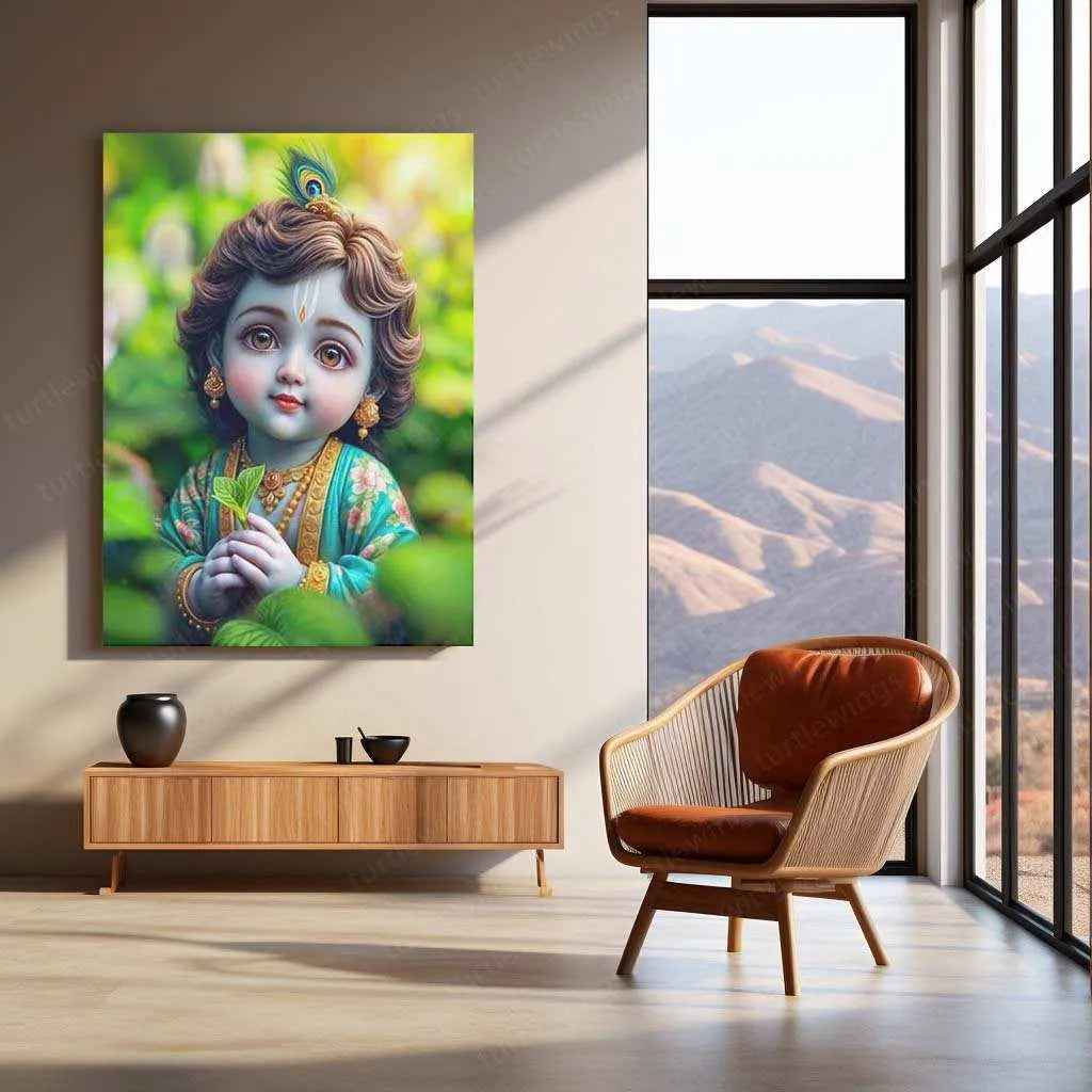 Shri Krishna Metal Poster – Divine Wall Art of Lord Krishna 2 - TURTLEWINGS