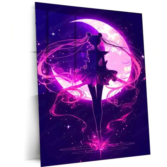 Anime Metal Poster | Sailor Moon – Eternal Guardian of Light | Magical Anime Metal Frame Celestial Power, Grace & Destiny Wall Art - TURTLEWINGS 
