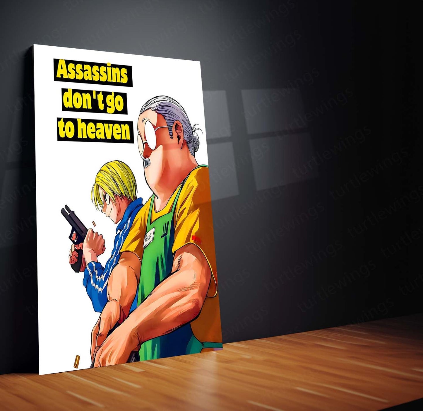 Quote Metal Poster | Sakamoto Days – “Assassins Don’t Go to Heaven” Metal Frame