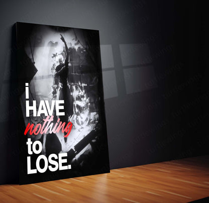 Anime Metal Poster | Satoru Gojo – I Have Nothing to Lose | Jujutsu Kaisen Motivational Metal Frame | Fearless Mindset Anime Wall Art by TurtleWings