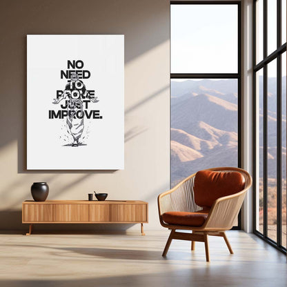 Anime Metal Poster | Satoru Gojo – No Need to Prove, Just Improve | Jujutsu Kaisen Motivational Metal Frame | Self Growth Anime Wall Art by TurtleWings