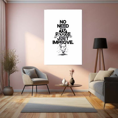 Anime Metal Poster | Satoru Gojo – No Need to Prove, Just Improve | Jujutsu Kaisen Motivational Metal Frame | Self Growth Anime Wall Art by TurtleWings
