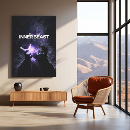 Anime Metal Poster | Satoru Gojo – Unleash Your Inner Beast | Jujutsu Kaisen Motivational Metal Frame | Powerful Anime Wall Art by TurtleWings