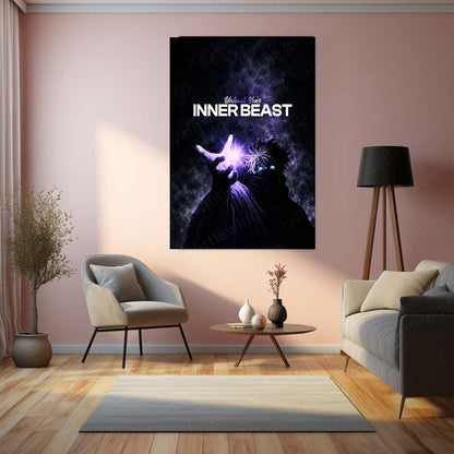 Anime Metal Poster | Satoru Gojo – Unleash Your Inner Beast | Jujutsu Kaisen Motivational Metal Frame | Powerful Anime Wall Art by TurtleWings