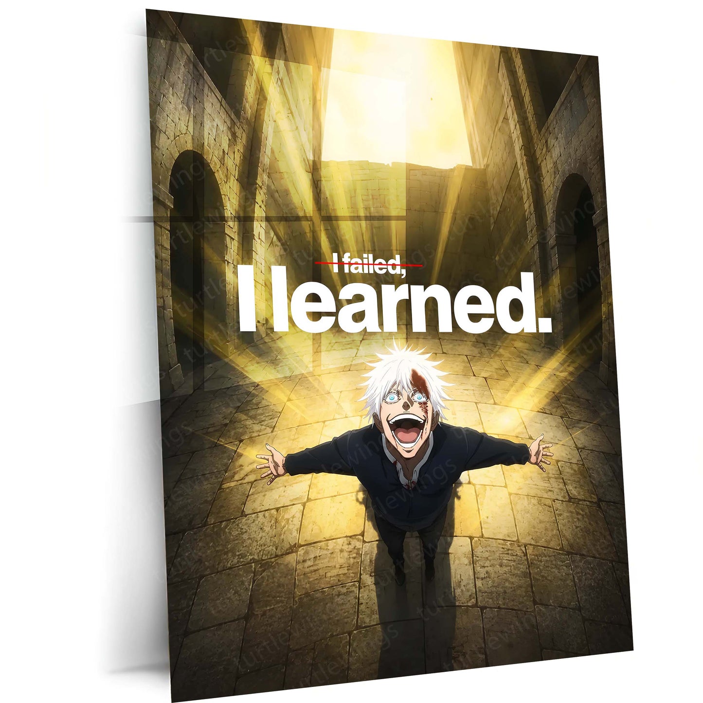 Anime Metal Poster | I Learned Gojo Metal Poster | Motivational Jujutsu Kaisen Wall Art | Premium Aluminum Print