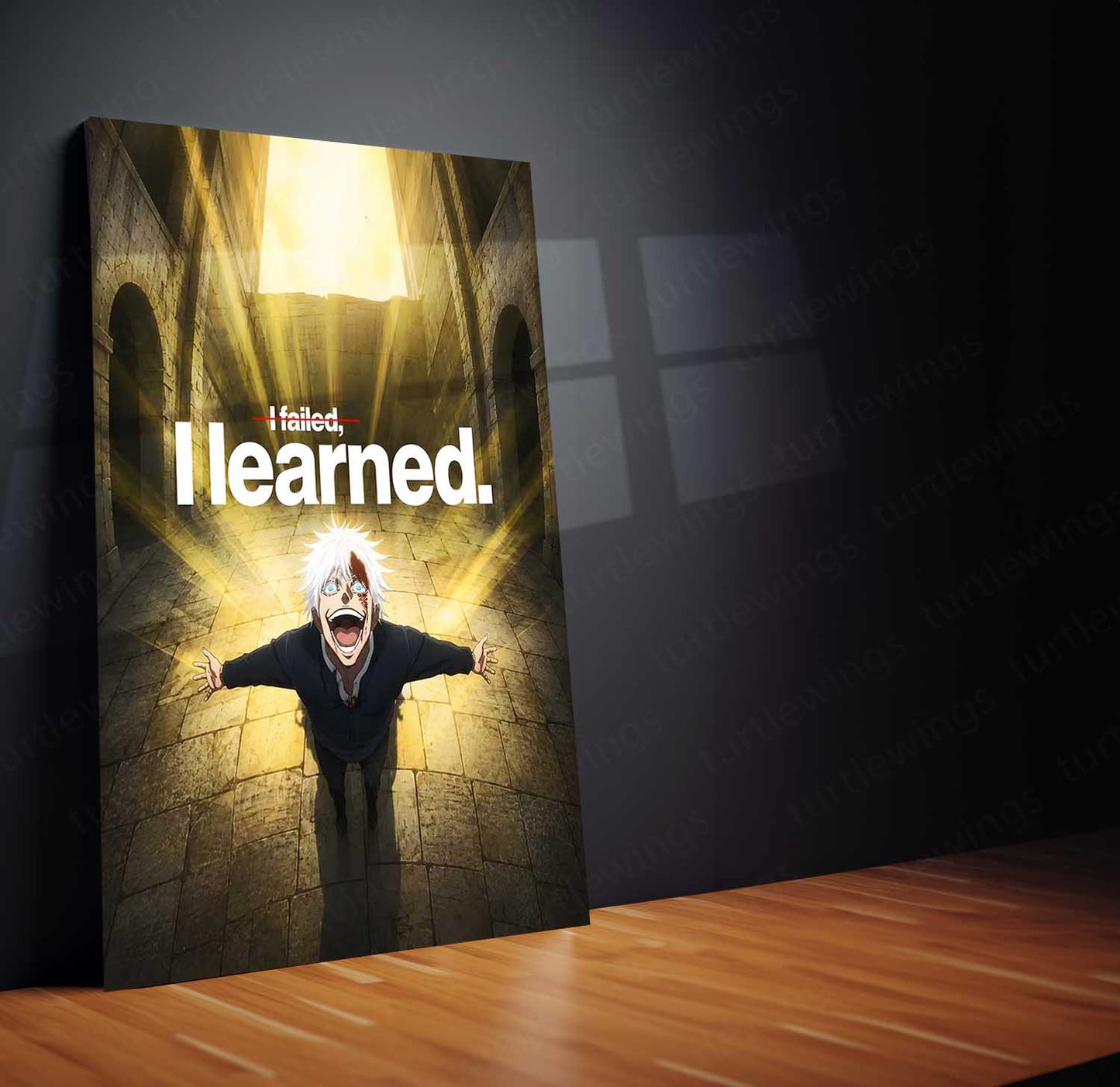 Anime Metal Poster | I Learned Gojo Metal Poster | Motivational Jujutsu Kaisen Wall Art | Premium Aluminum Print