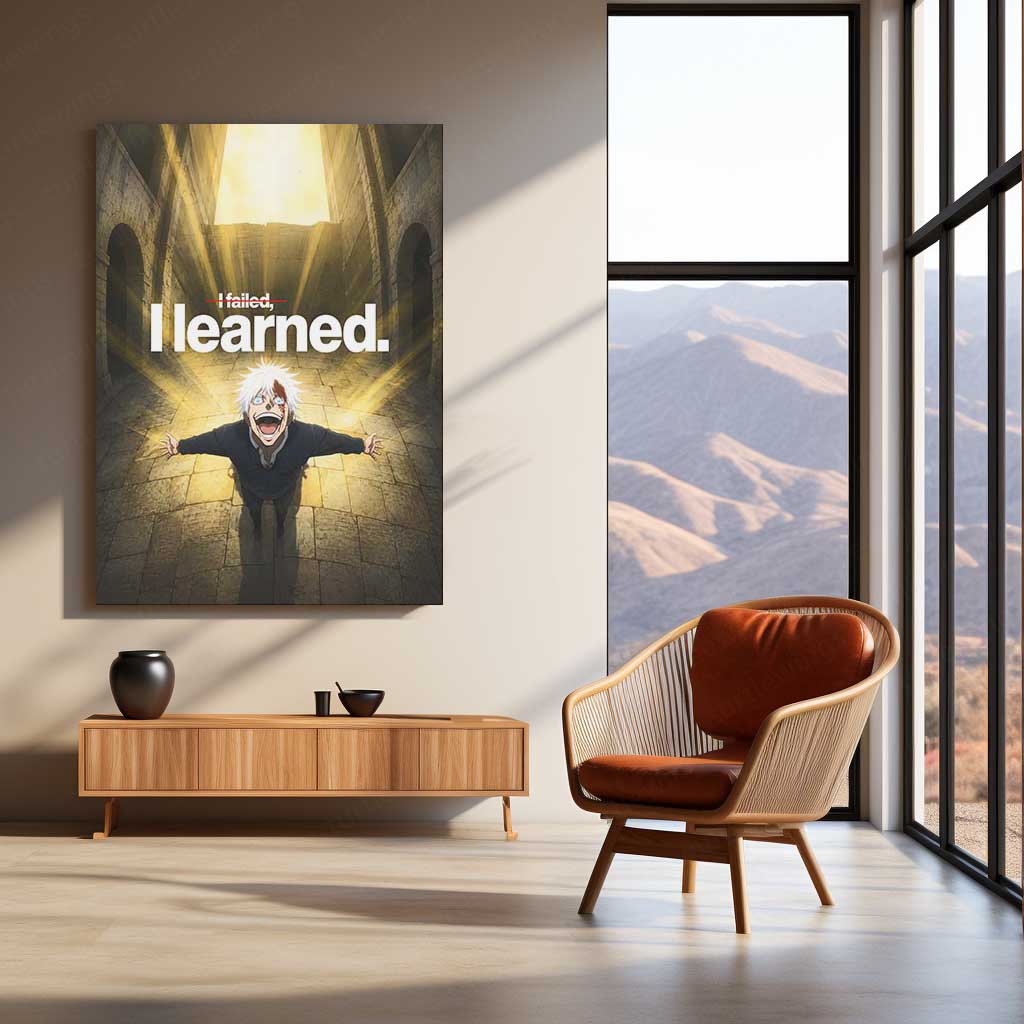 Anime Metal Poster | I Learned Gojo Metal Poster | Motivational Jujutsu Kaisen Wall Art | Premium Aluminum Print