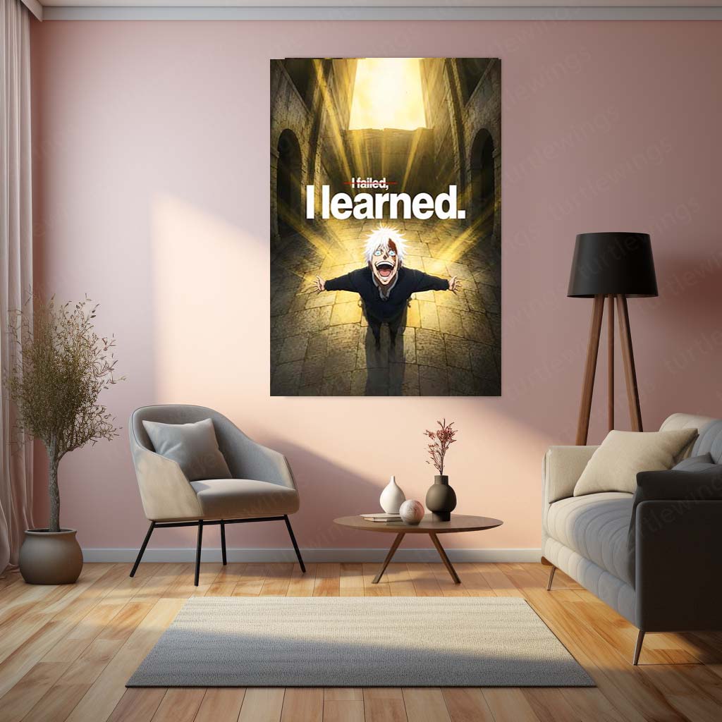 Anime Metal Poster | I Learned Gojo Metal Poster | Motivational Jujutsu Kaisen Wall Art | Premium Aluminum Print