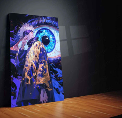 Satoru Gojo Metal Poster | Jujutsu Kaisen Anime Wall Art | Limitless & Six Eyes Decor - TURTLEWINGS