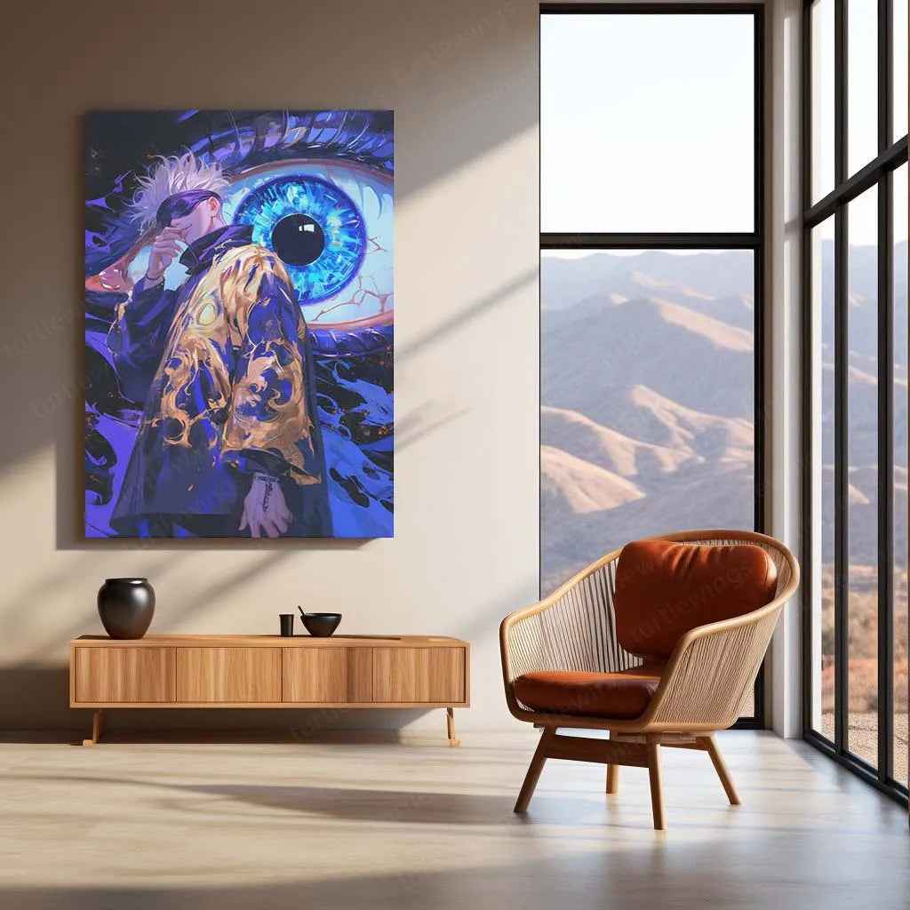 Satoru Gojo Metal Poster | Jujutsu Kaisen Anime Wall Art | Limitless & Six Eyes Decor - TURTLEWINGS
