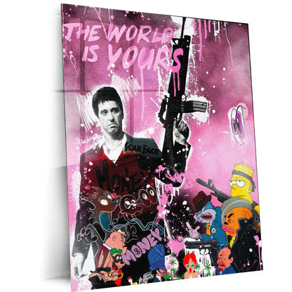 Quote Metal Poster | Scarface – “The World Is Yours” Quote Metal Frame Wall Art | Street Pop Collage Poster | Premium Aesthetic Decor - TURTLEWINGS