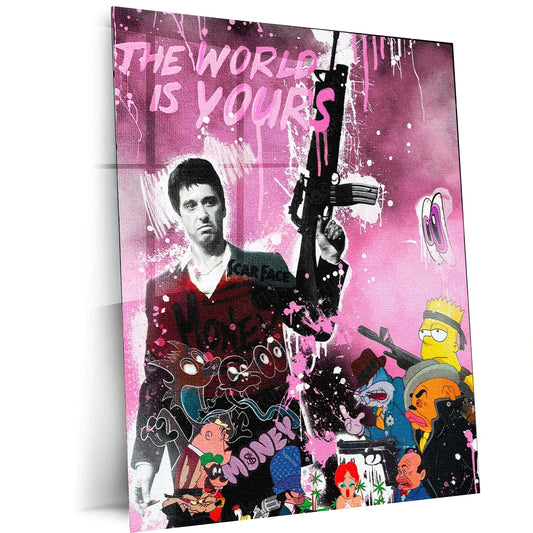 Quote Metal Poster | Scarface – “The World Is Yours” Quote Metal Frame Wall Art | Street Pop Collage Poster | Premium Aesthetic Decor - TURTLEWINGS