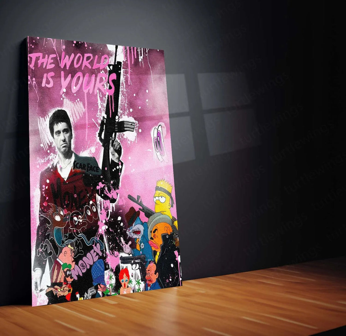 Quote Metal Poster | Scarface – “The World Is Yours” Quote Metal Frame Wall Art | Street Pop Collage Poster | Premium Aesthetic Decor - TURTLEWINGS