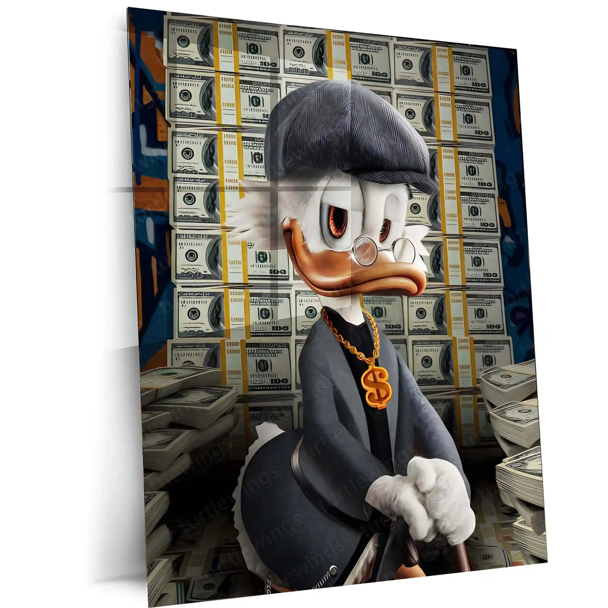 Scrooge McDuck Money Metal Poster | Billionaire’s Dream Wall Art | Luxury Hustle Decor Frame - TURTLEWINGS