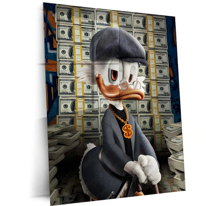 Scrooge McDuck Money Metal Poster | Billionaire’s Dream Wall Art | Luxury Hustle Decor Frame - TURTLEWINGS