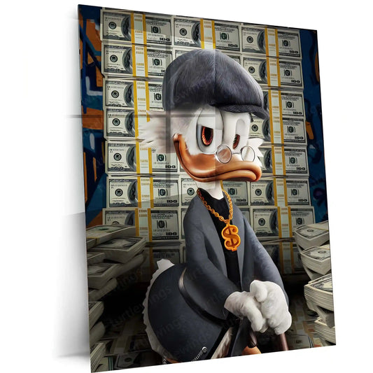 Scrooge McDuck Money Metal Poster | Billionaire’s Dream Wall Art | Luxury Hustle Decor Frame - TURTLEWINGS