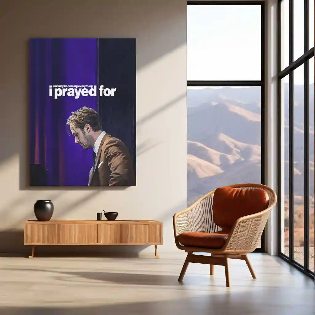 Quote Metal Poster | Sebastian Wilder – I’m Busy Becoming Everything I Prayed For | Ambition Metal Poster - TURTLEWINGS