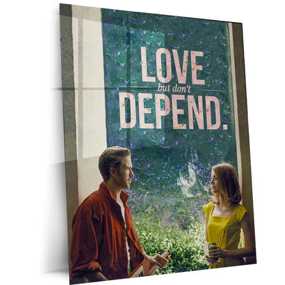 Quote Metal Poster | Sebastian Wilder & Mia Dolan - “LOVE, but don’t DEPEND.” Quote Metal Frame Wall Art | La La Land Inspired Couple Aesthetic Poster - TURTLEWINGS 