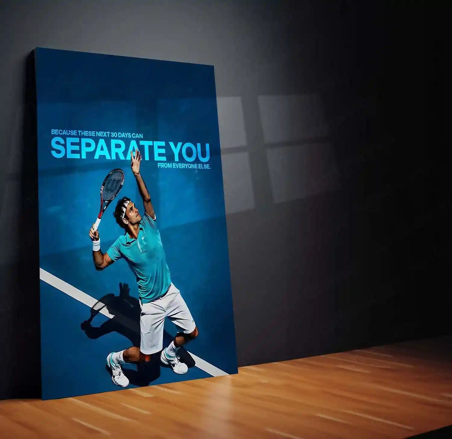 Quote Metal Poster | Roger Federer – Separate Yourself Metal Frame Elite Consistency, Discipline & Long-Term Excellence Quote Wall Art | Champion Mindset Tennis Metal Poster - TURTLEWINGS 