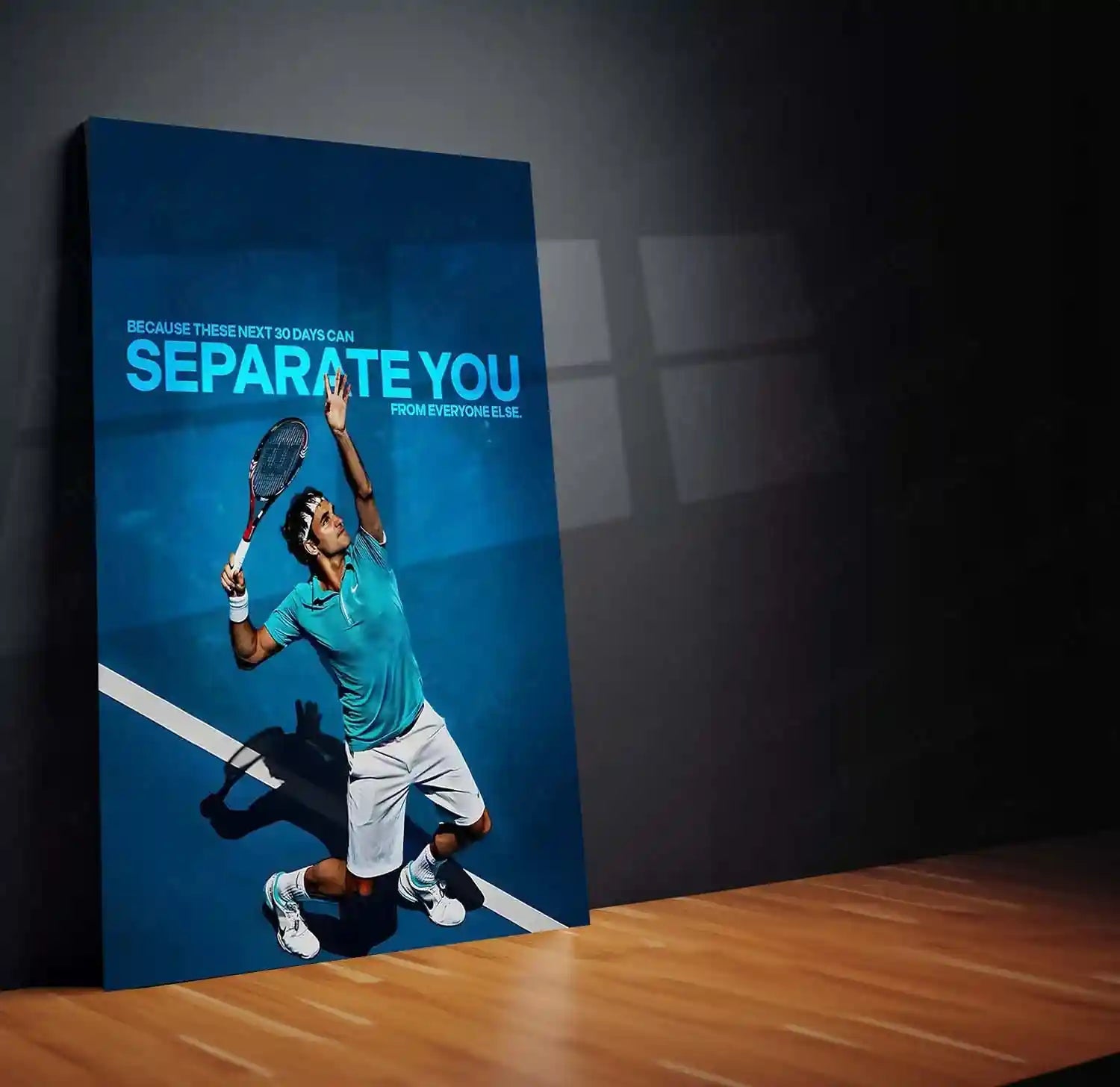 Quote Metal Poster | Roger Federer – Separate Yourself Metal Frame Elite Consistency, Discipline & Long-Term Excellence Quote Wall Art | Champion Mindset Tennis Metal Poster - TURTLEWINGS 