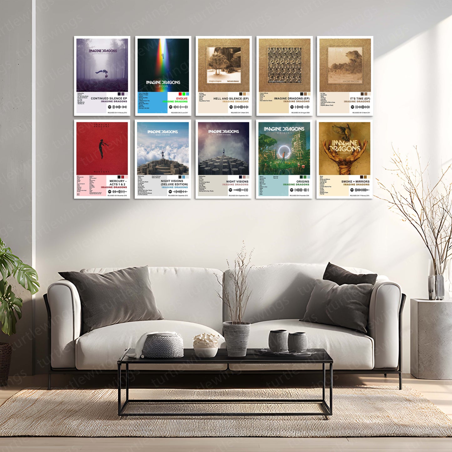 Imagine Dragons – Complete Album Collection | Set of 10 | Set of 8 | Set of 4 | Premium Metal Poster Set