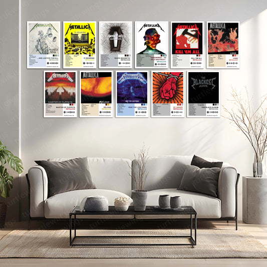 Metallica Complete Collection | Set of 11 | Set of 8 | Set of 4 | Album Posters Metal Frames Heavy Riffs. Legendary Albums. Thrash Metal History on Your Walls. - TURTLEWINGS