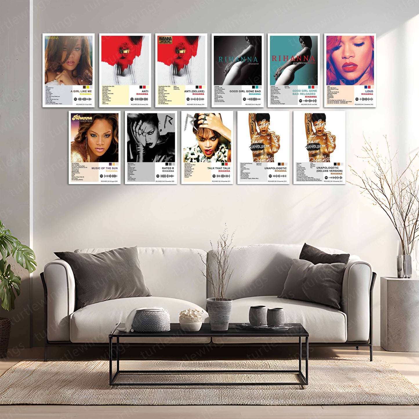 Rihanna – Complete Album Collection | Set of 11 | Set of 8 | Set of 4 | Premium Metal Poster Set