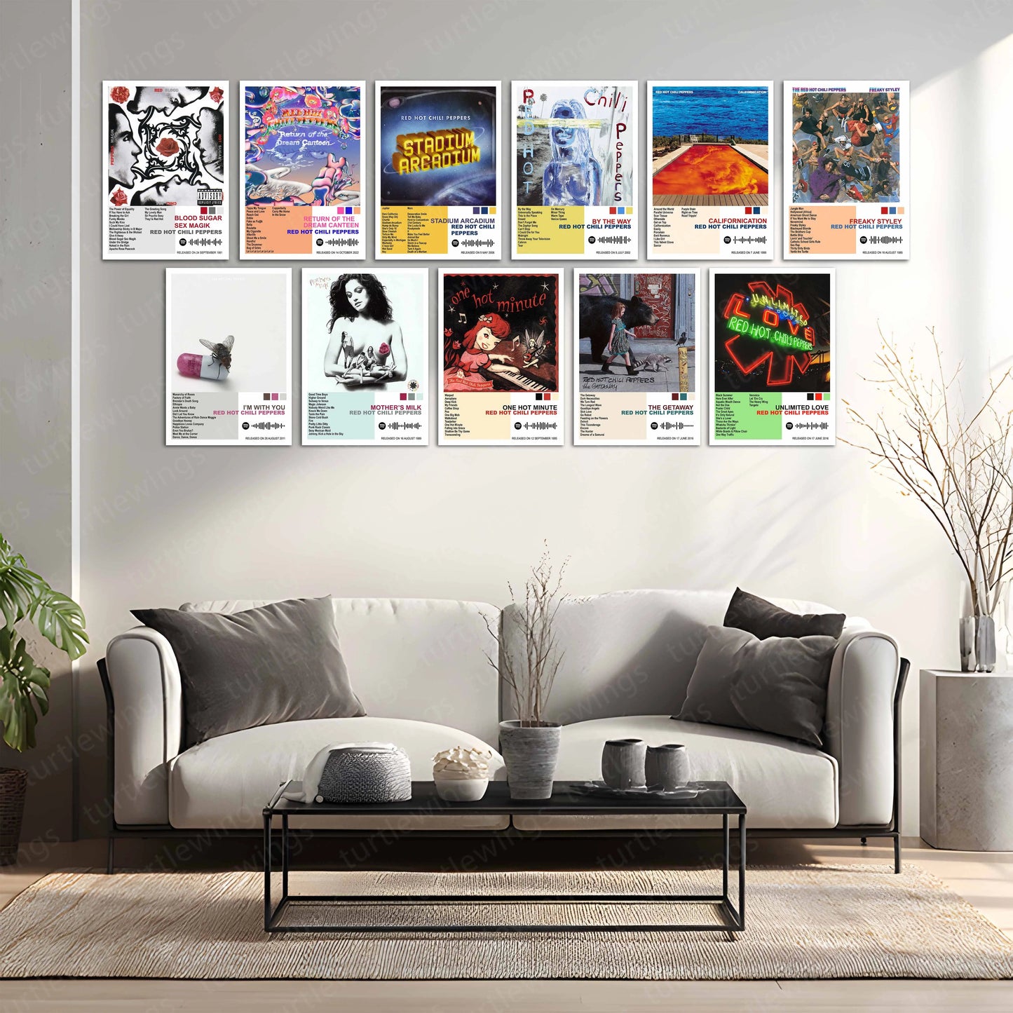 Red Hot Chili Peppers – Complete Album Collection | Set of 11 | Set of 8 | Set of 4 | Premium Metal Poster - TURTLEWINGS