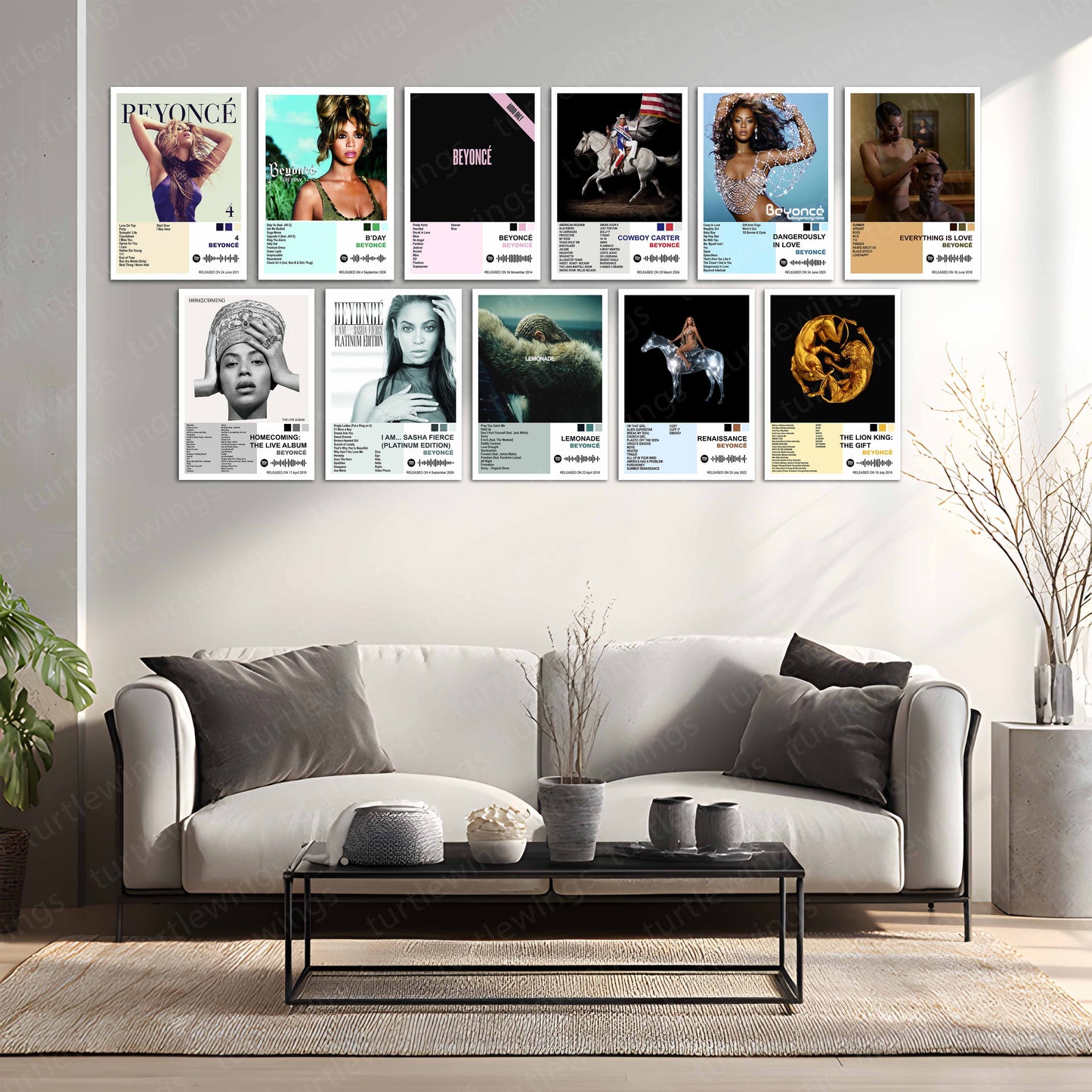 Beyoncé – Complete Album Collection | Set of 11 | Set of 8 | Set of 4 | Premium Metal Poster Set