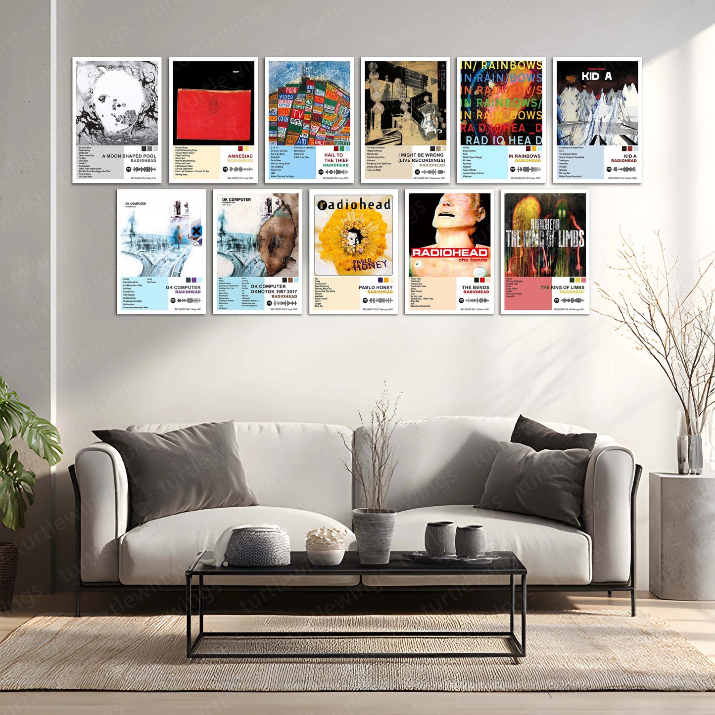 Radiohead Complete Collection | Set of 11 | Set of 8 | Set of 4 | Album Posters Metal Frames Alternative Evolution. Experimental Sound. Modern Art in Music. - TURTLEWINGS