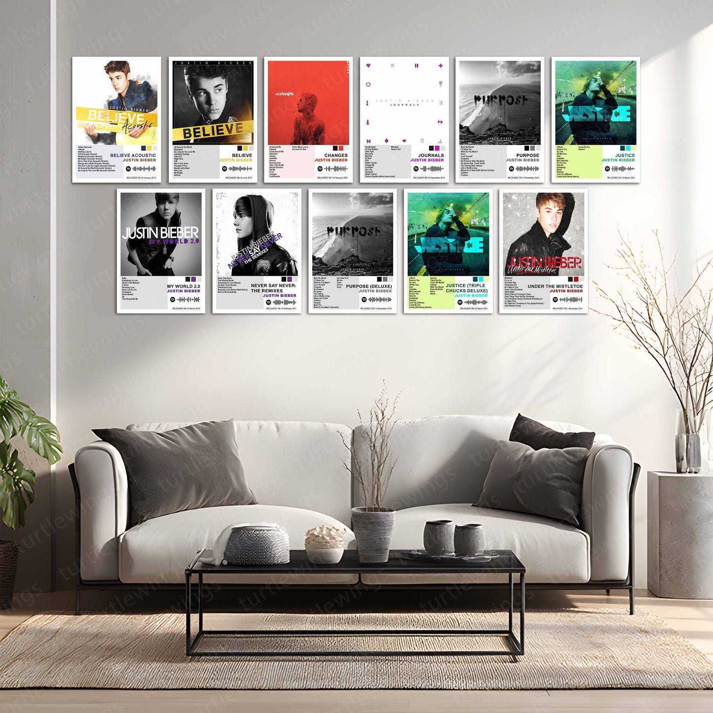 Justin Bieber – Complete Album Collection | Set of 11 | Set of 8 | Set of 4 | Premium Metal Poster Set