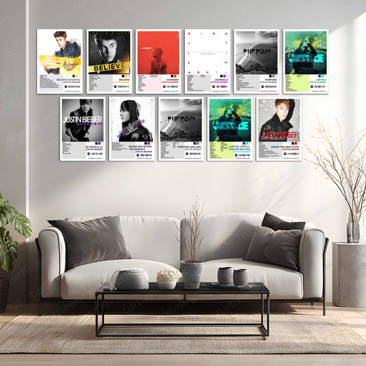 Justin Bieber – Complete Album Collection | Set of 11 | Set of 8 | Set of 4 | Premium Metal Poster Set