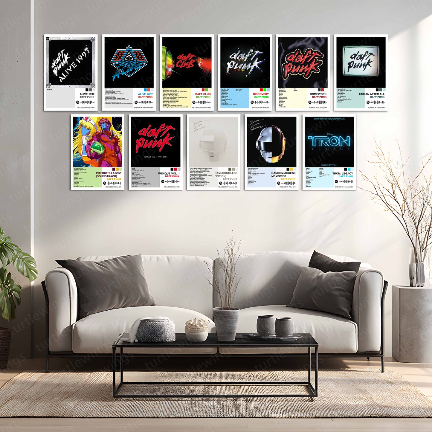 Daft Punk – Complete Album Collection | Set of 11 | Set of 8 | Set of 4 | Premium Metal Poster Set