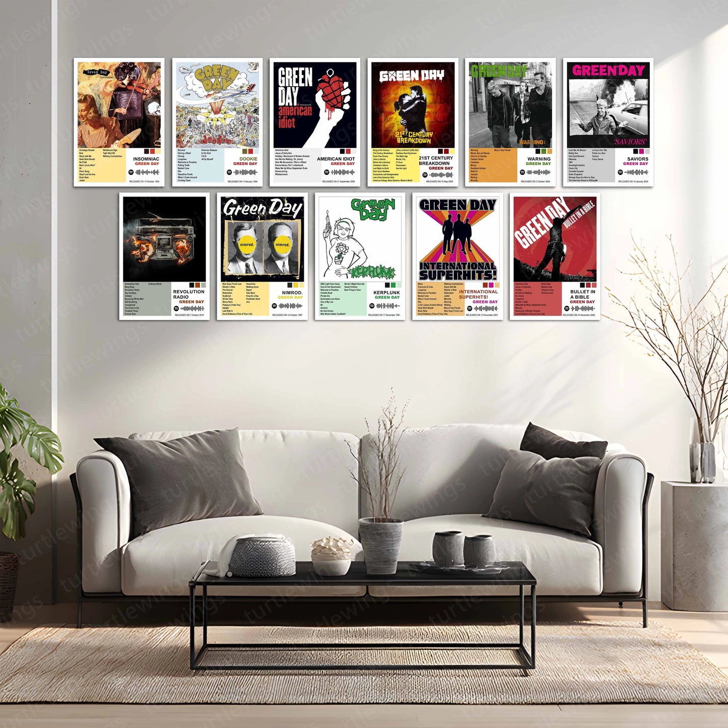 Green Day – Complete Album Collection | Set of 11 | Set of 8 | Set of 4 | Premium Metal Poster - TURTLEWINGS