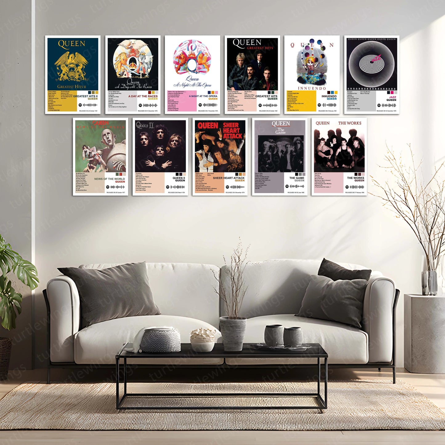 Queen Complete Collection | Set of 11 | Set of 8 | Set of 4 | Album Posters Metal Frames Rock Royalty. Stadium Anthems. Timeless Legends. - TURTLEWINGS