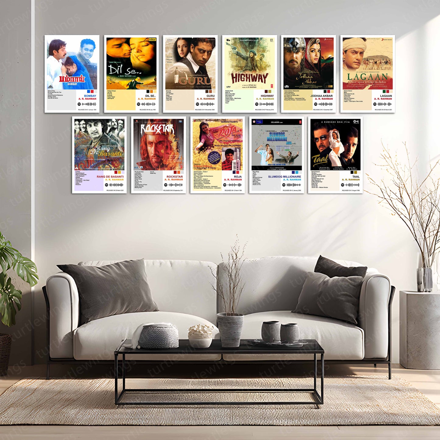 A. R. Rahman – Complete Soundtrack Collection | Set of 11 | Set of 8 | Set of 4 | Premium Metal Poster Set