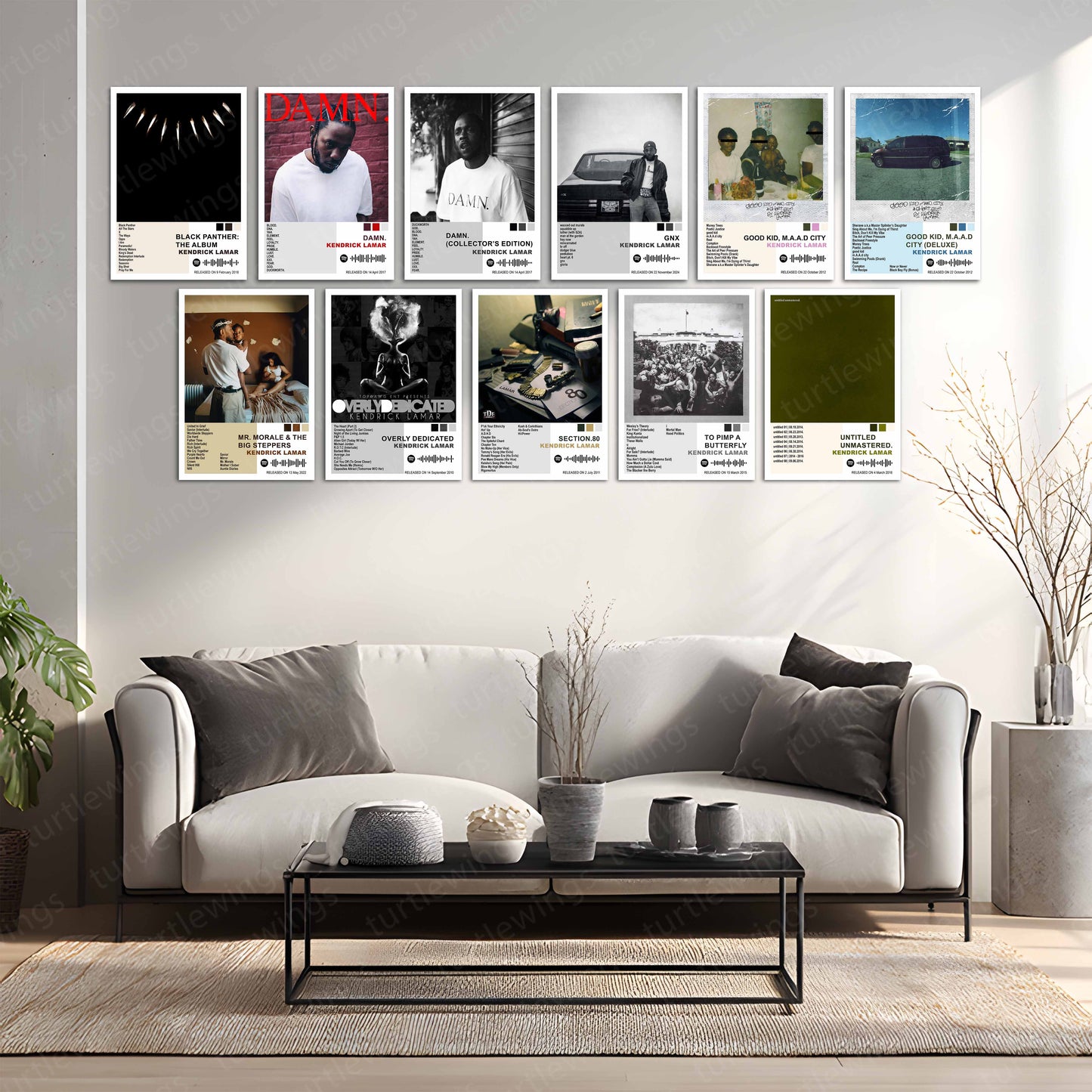 Kendrick Lamar – Complete Album Collection | Set of 11 | Set of 8 | Set of 4 | Premium Metal Poster Set