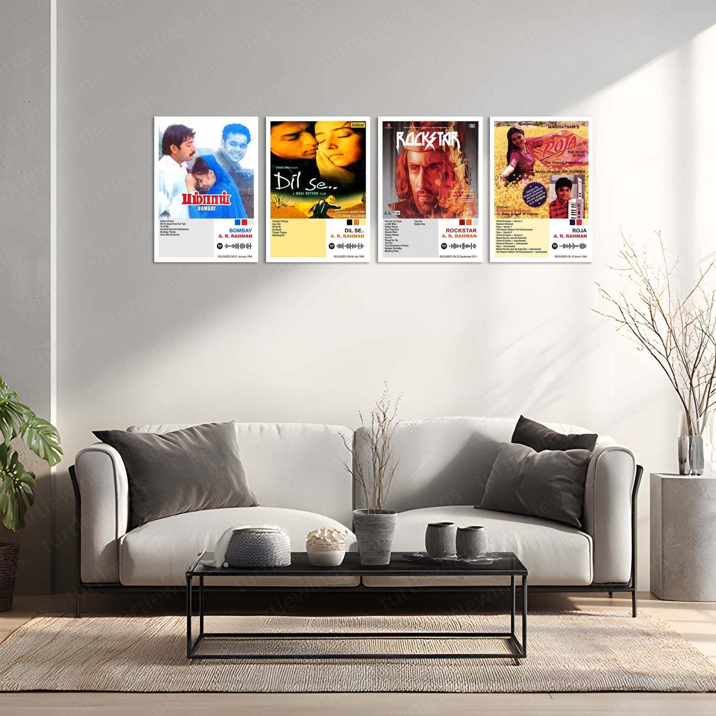 A. R. Rahman – Complete Soundtrack Collection | Set of 11 | Set of 8 | Set of 4 | Premium Metal Poster Set