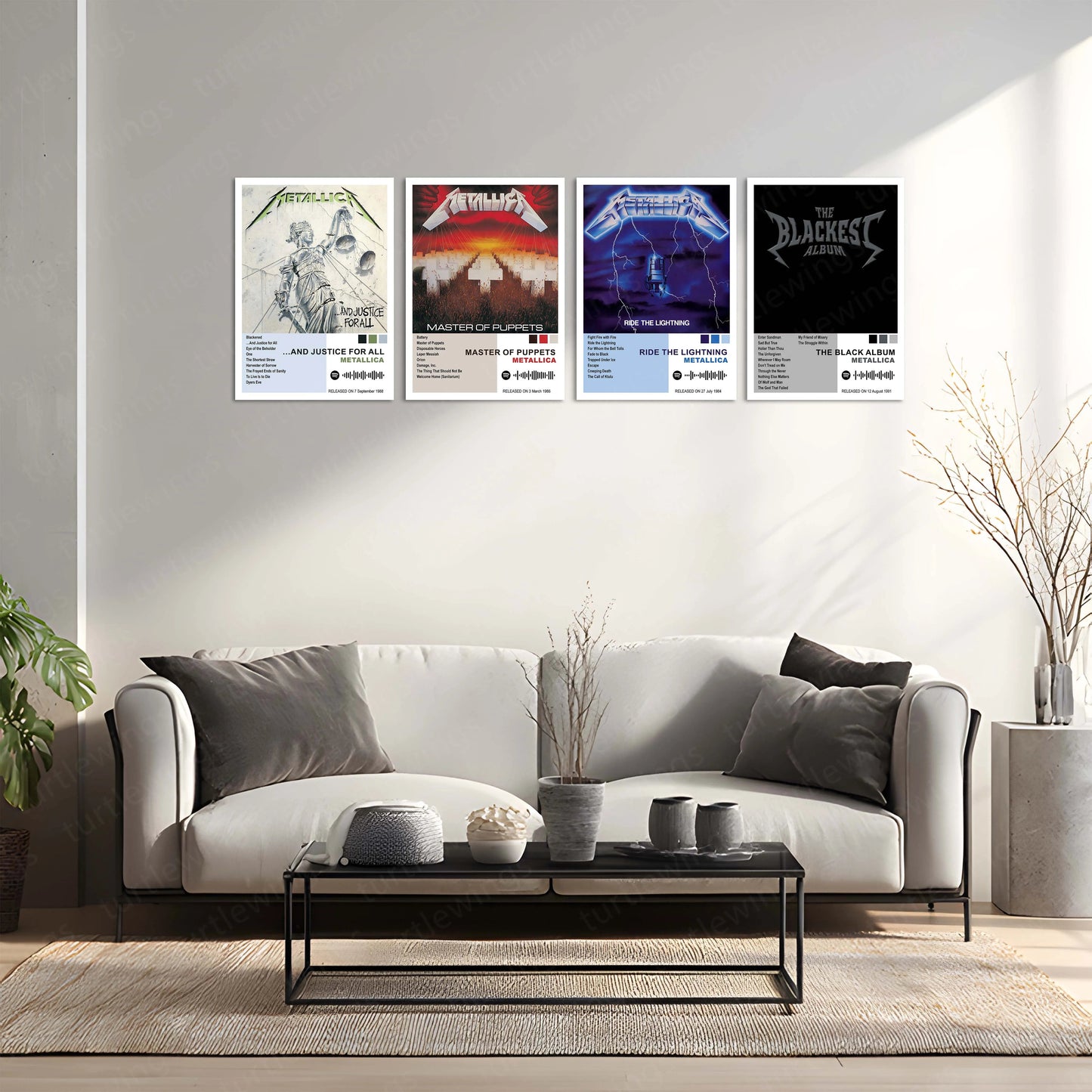 Metallica Complete Collection | Set of 11 | Set of 8 | Set of 4 | Album Posters Metal Frames Heavy Riffs. Legendary Albums. Thrash Metal History on Your Walls. - TURTLEWINGS