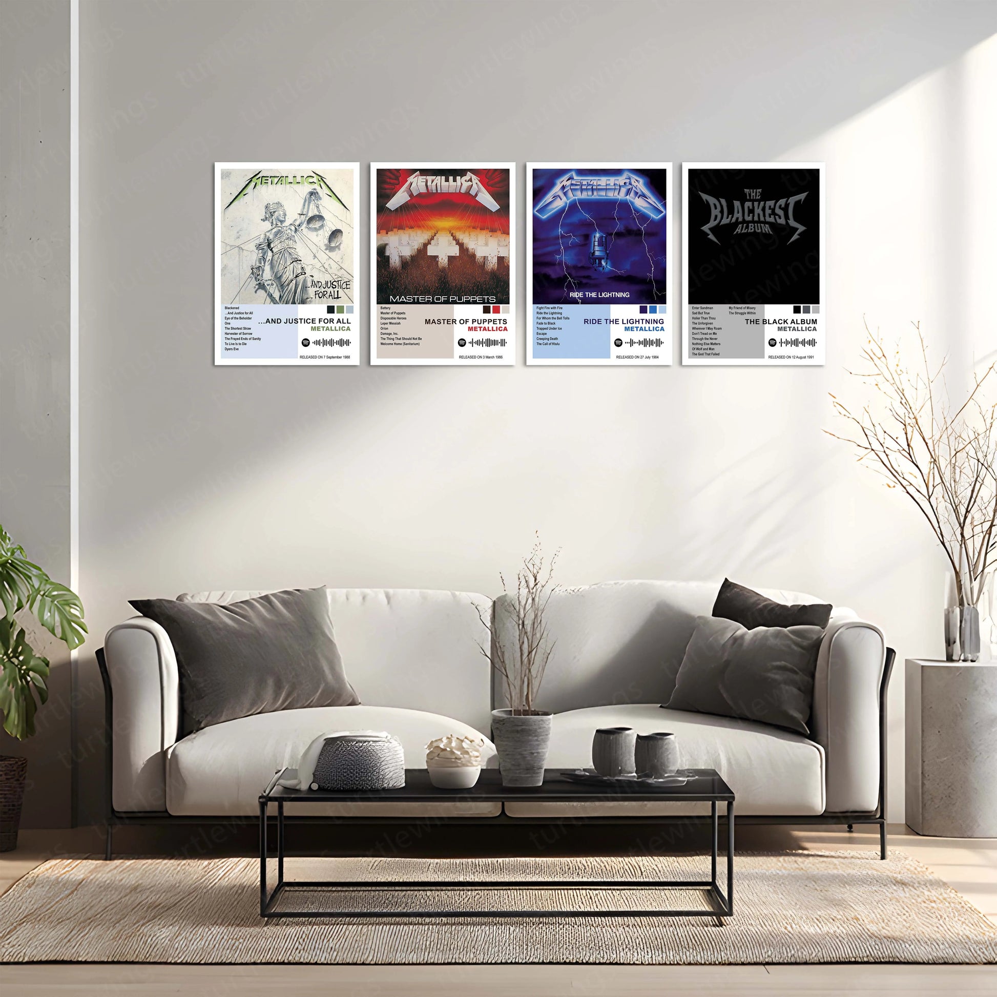 Metallica Complete Collection | Set of 11 | Set of 8 | Set of 4 | Album Posters Metal Frames Heavy Riffs. Legendary Albums. Thrash Metal History on Your Walls. - TURTLEWINGS
