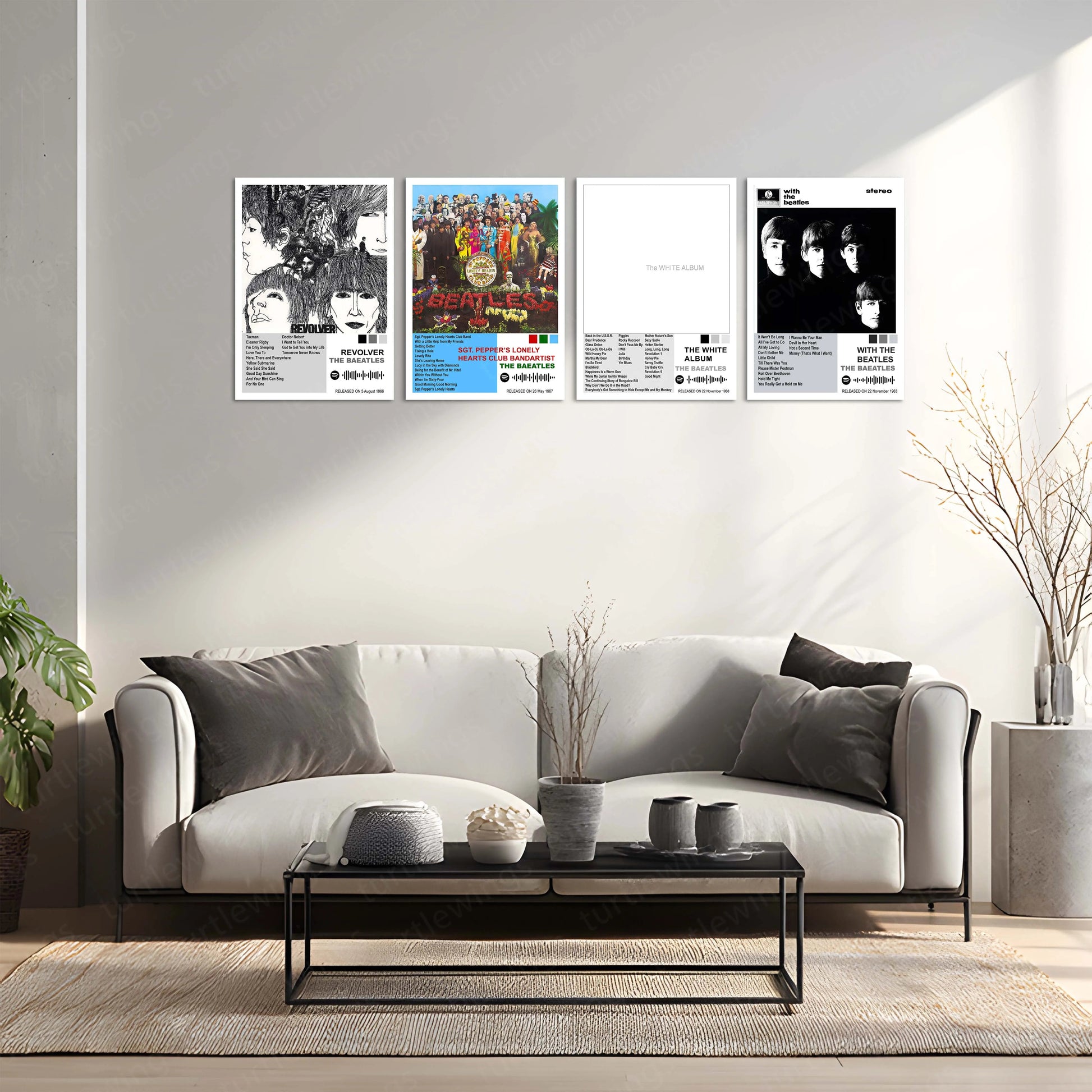 The Beatles Complete Collection | Set of 10 | Set of 8 | Set of 4 | Album Posters Metal Frames British Invasion. Timeless Classics. Music That Changed the World. - TURTLEWINGS